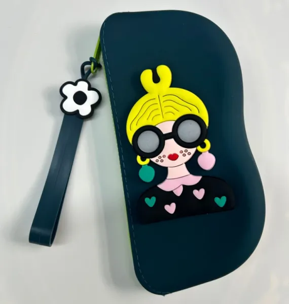Design Cartoon Lady Wristlet Pouch in Sky Blue Clutches - 11