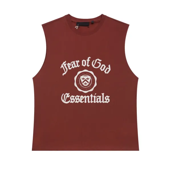 Fear of God Essentials University Crest Sleeveless Top Burgundy Vest Top - 1