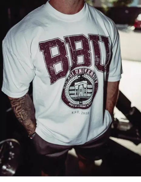 Design Ranxing BBU University Graphic T-Shirt Black T-Shirts - 10