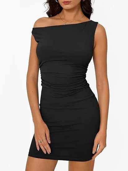 Design Off-Shoulder Ruched Mini Dress Navy - 7