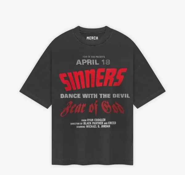 Fear of God Sinners Movie Poster T-Shirt Black - 1