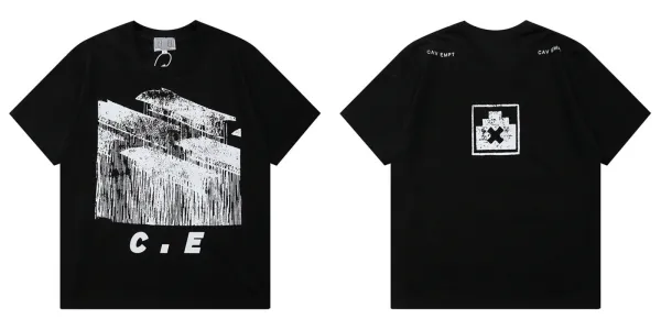 Design Cav Empt Distorted Architecture Black T-Shirt T-Shirts - 1