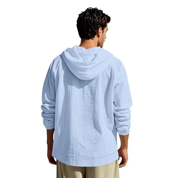 Design Button-Up Hooded Cardigan Beige Shirt - 29