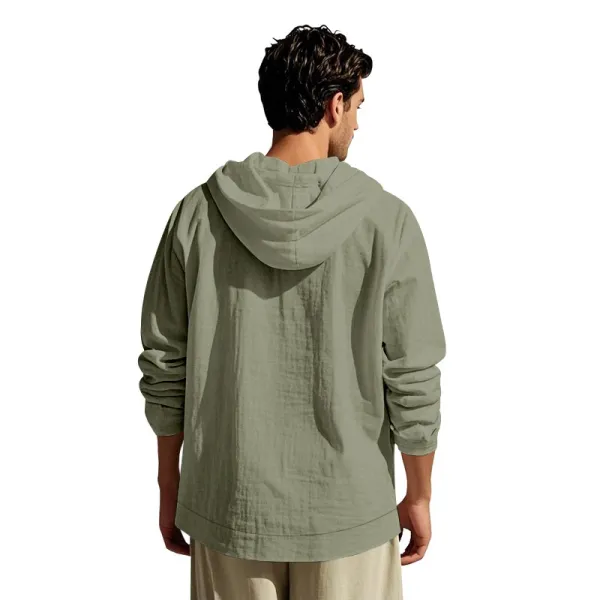 Design Button-Up Hooded Cardigan Beige Shirt - 40