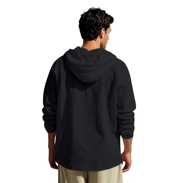 Design Button-Up Hooded Cardigan Beige Shirt - 23
