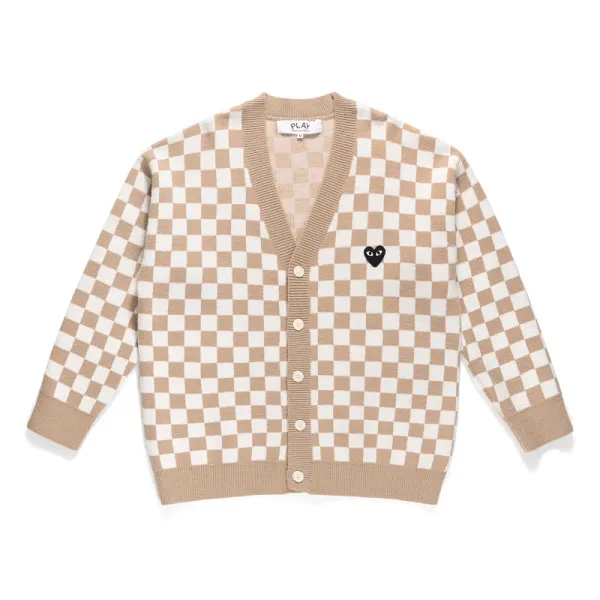 Comme des Garçons Play Checkerboard Beige Cardigan - 1