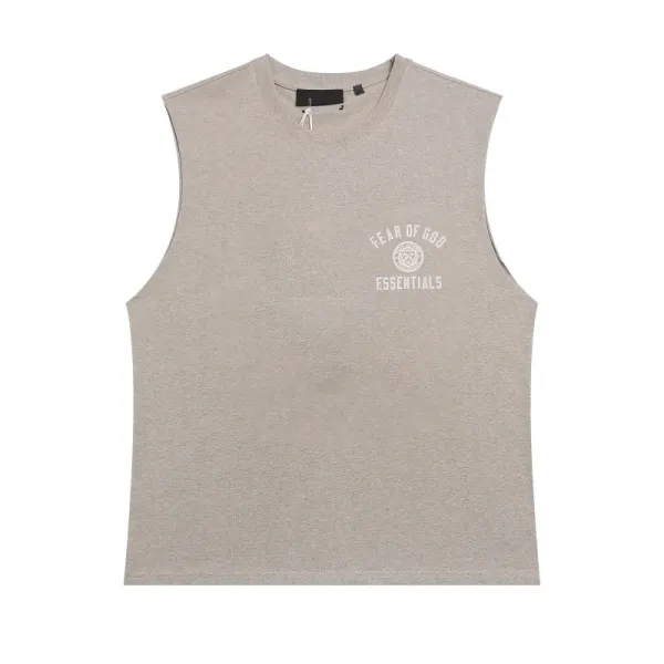 Fear of God Essentials Ribbed Sleeveless Top Beige Vest Top - 1
