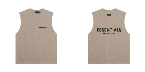 Fear of God Essentials Logo Print Beige Sleeveless Vest Vest Top - 1