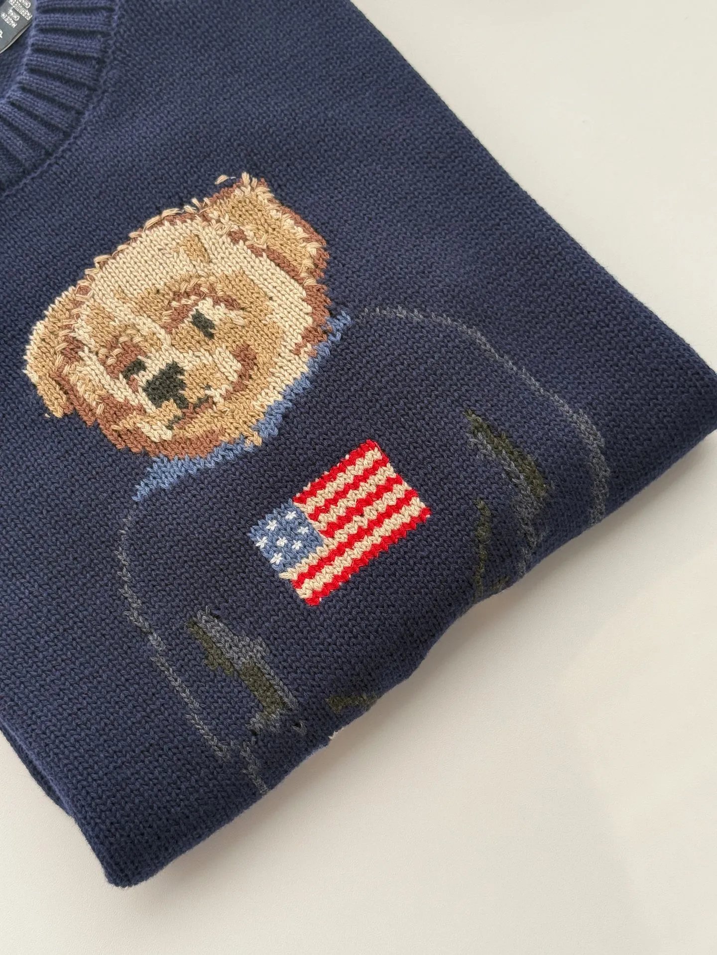 Polo Ralph Lauren Bear Knit Short-Sleeve Sweater Navy - 4