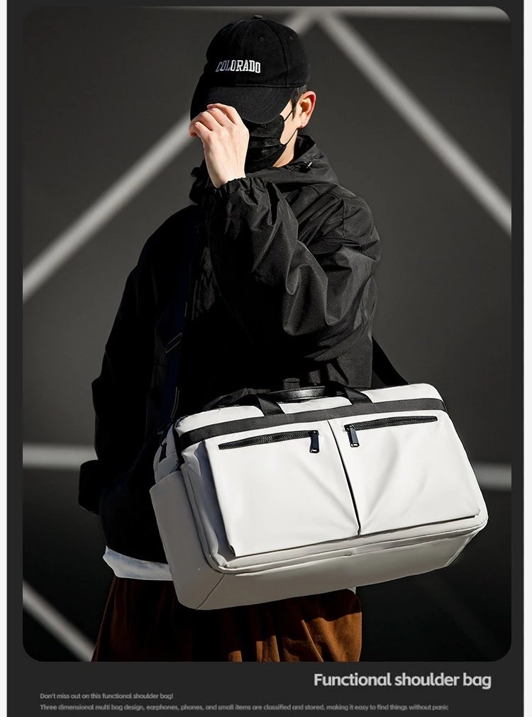 Design Duffle Bag Beige with Black Trim Travel Bag - 5
