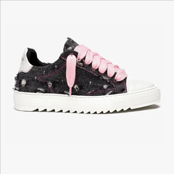 NOAH Star Sneaker Black Glitter White Sole Sneakers - 6