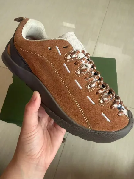 Design Suede Lace-Up Walking Shoe Brown Casual Shoes - 1