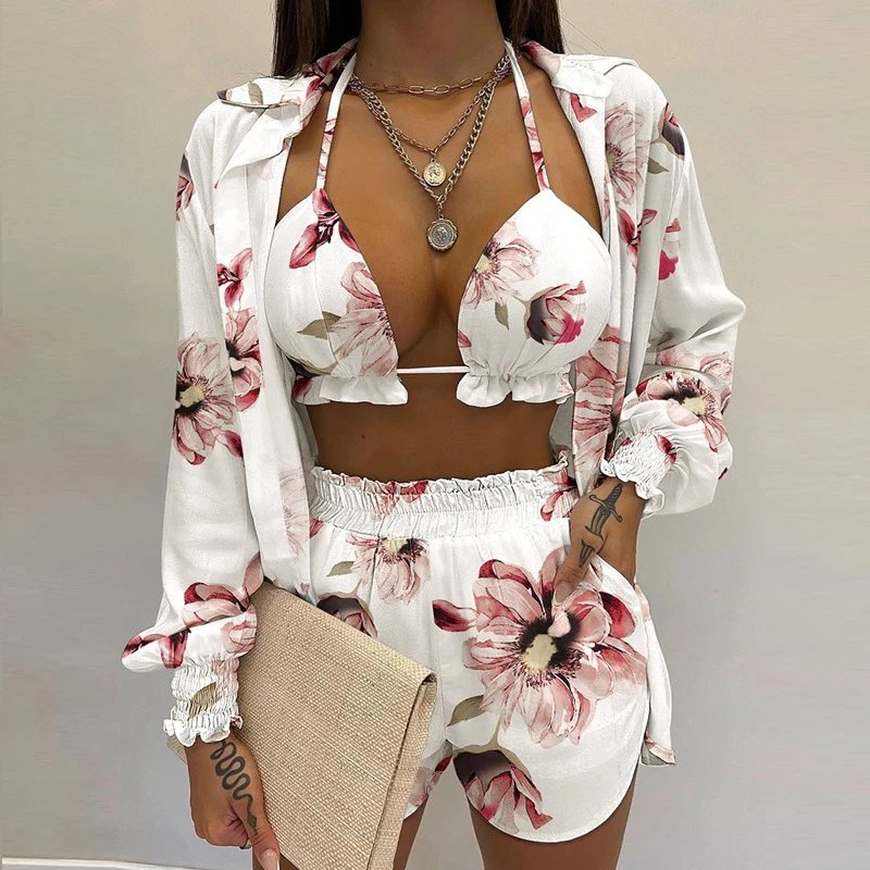 Design Gradient Ombre Tie-Dye Two-Piece Set with Ruffled Crop Top and Shorts - 5