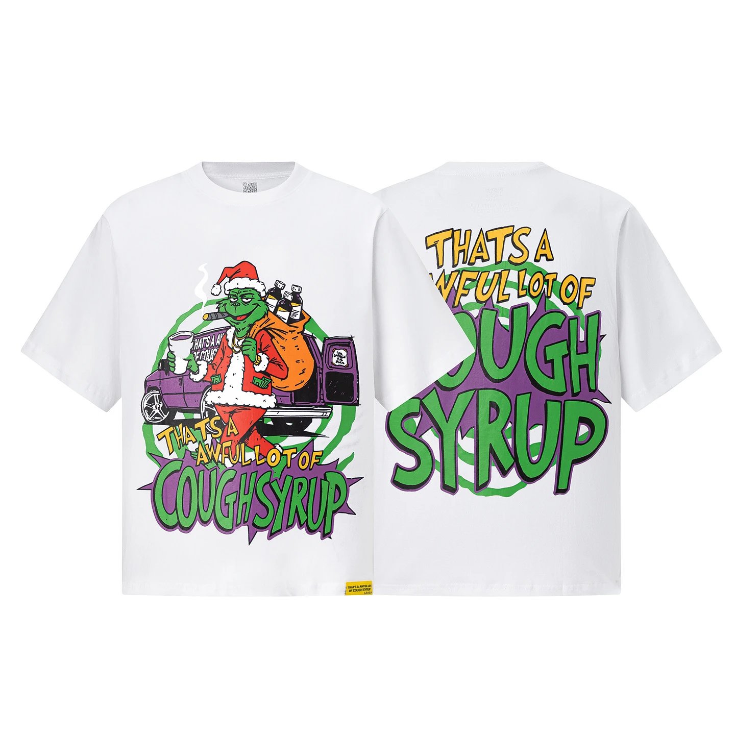 Design That's A Awful Lot Of Cough Syrup Surf Shop White Graphic T-Shirt T-Shirts - 7
