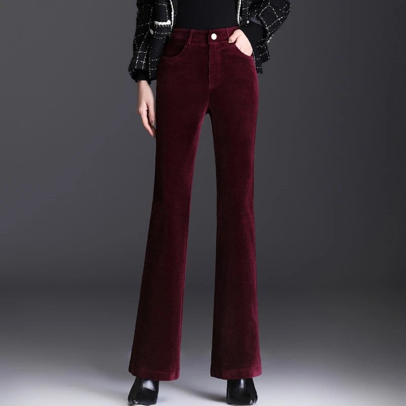 Design Corduroy Flare Pants Burgundy - 1