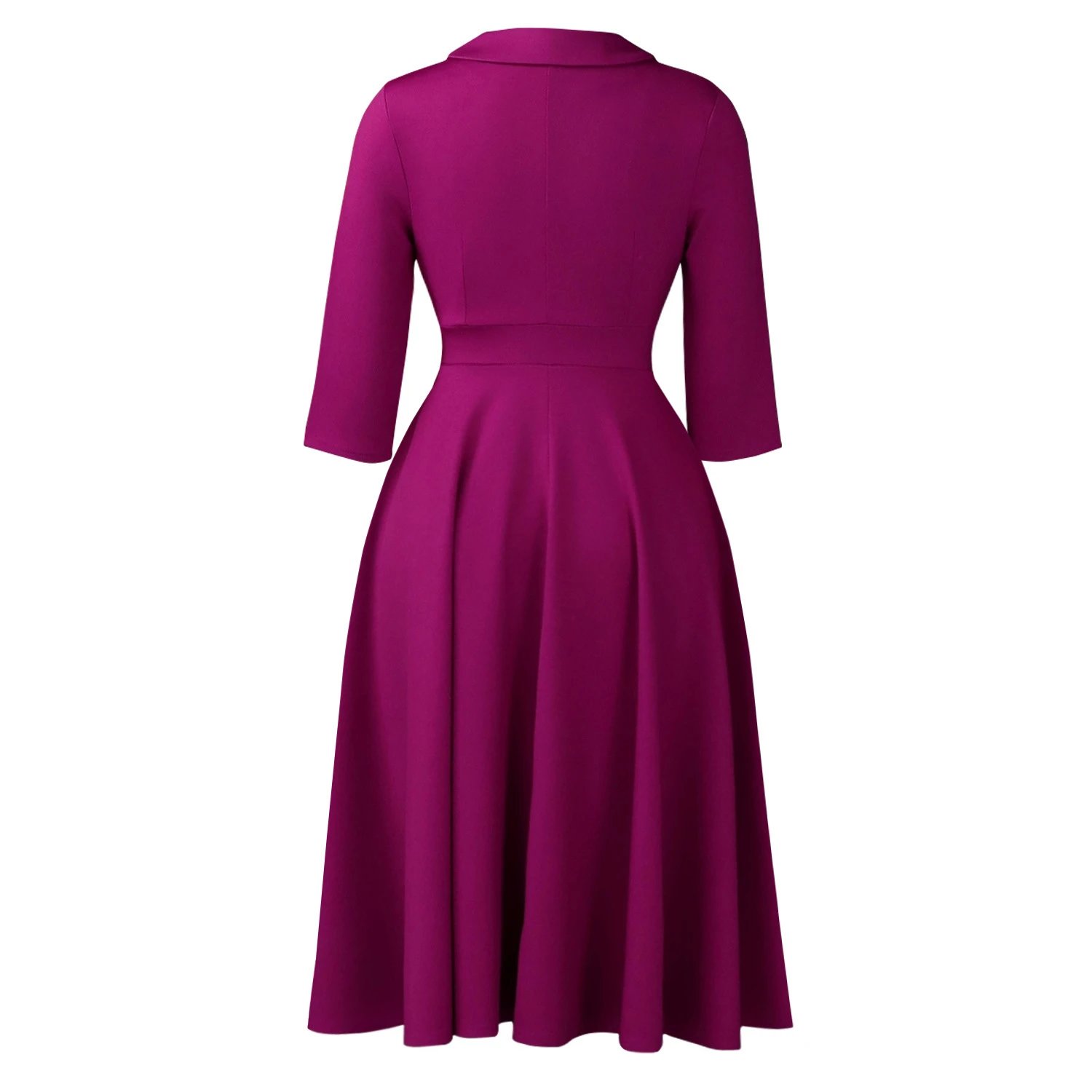 Design Wrap Front Midi Dress with Pearl Brooch in Navy - 53