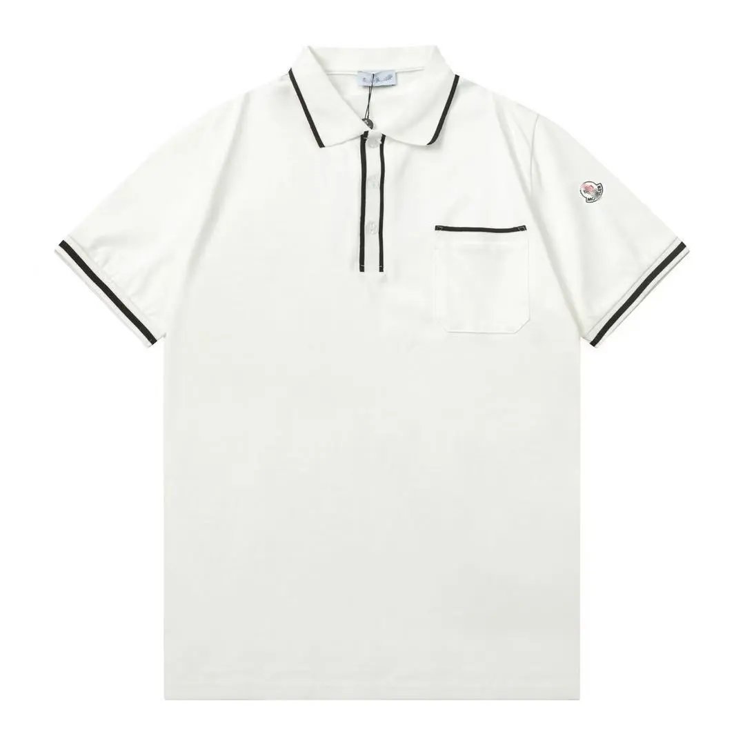 Moncler Polo White with Logo Print Polo Shirt - 5