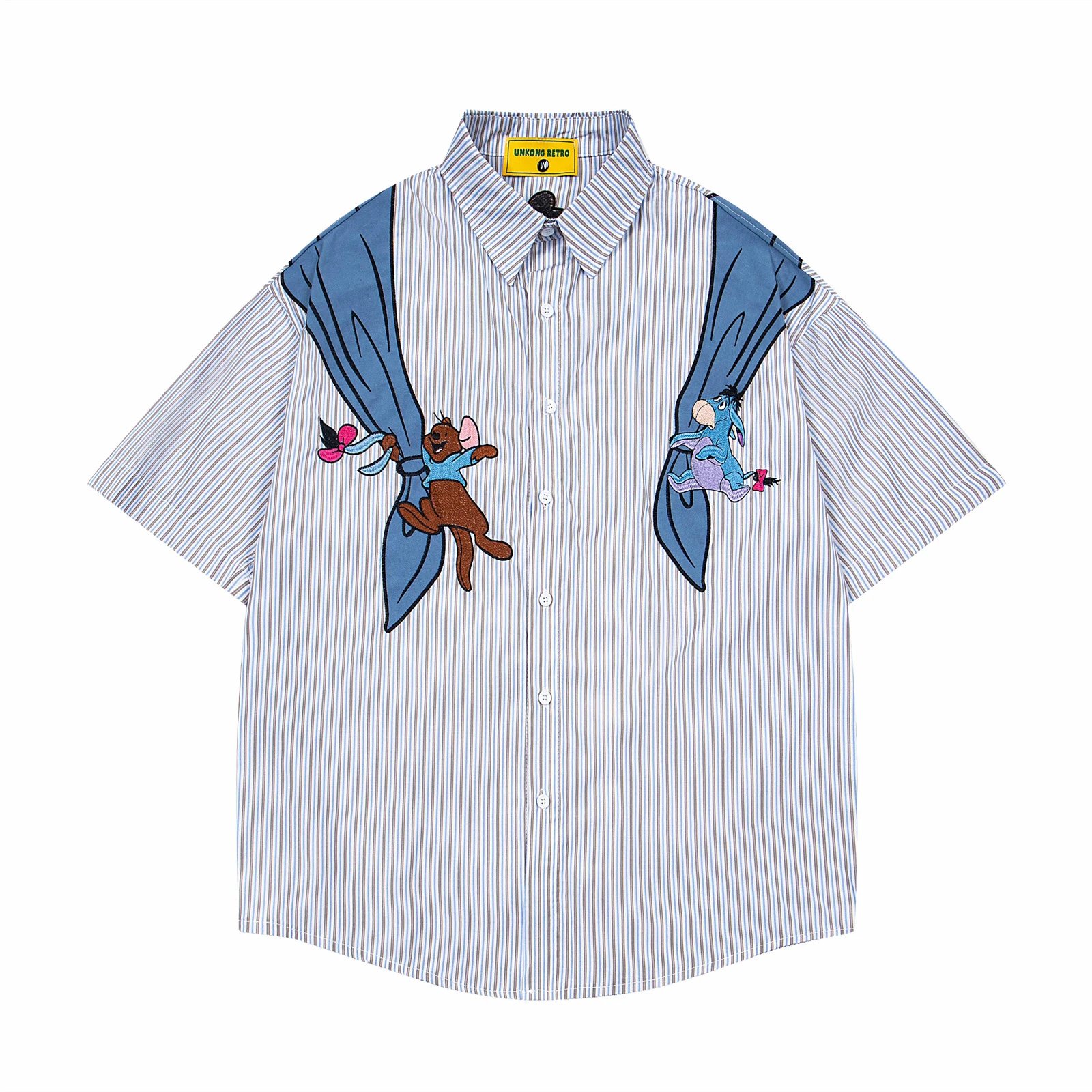Design Unkong Retro x Disney Winnie the Pooh & Eeyore Striped Short-Sleeve Shirt - 4