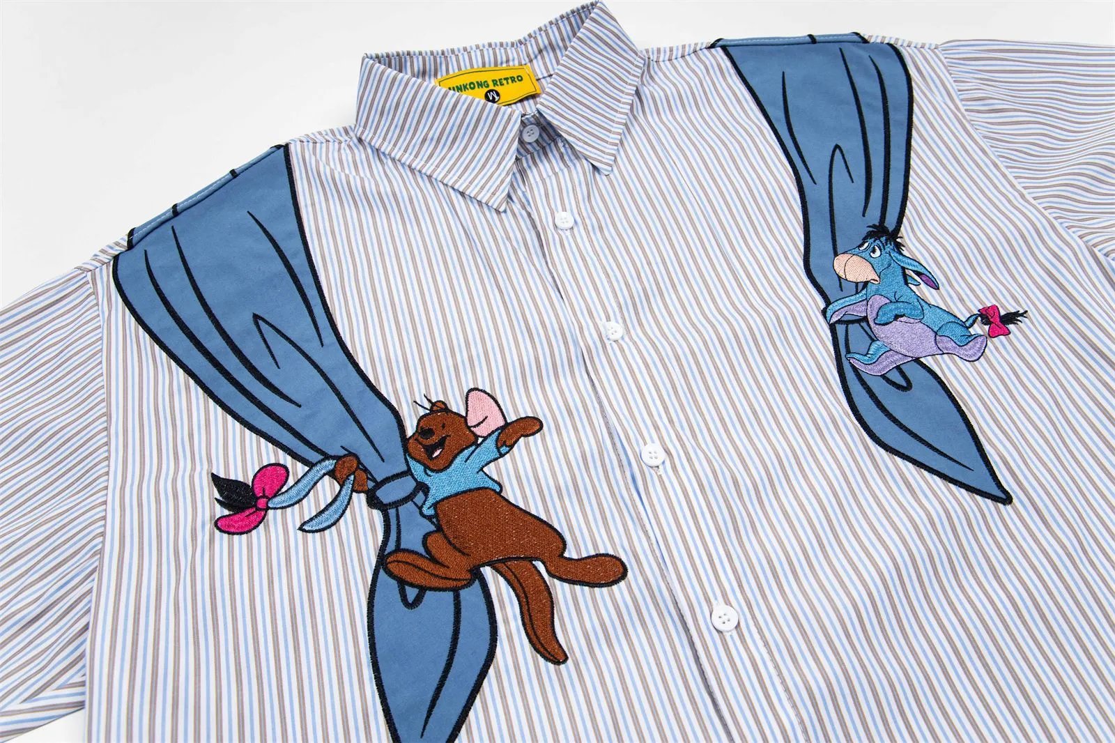 Design Unkong Retro x Disney Winnie the Pooh & Eeyore Striped Short-Sleeve Shirt - 10