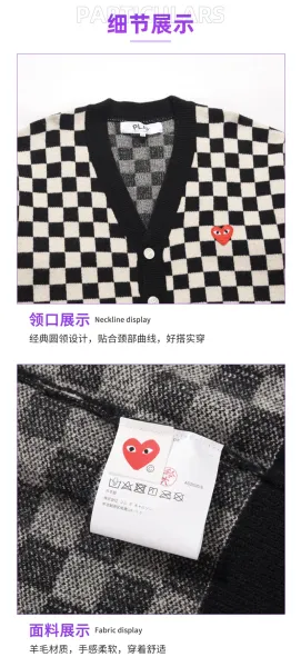 Comme des Garçons Play Checkerboard Red and White Cardigan - 8