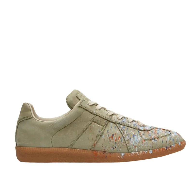 Maison Margiela Tabi Sneaker Paint Splatter Olive Green Sneakers