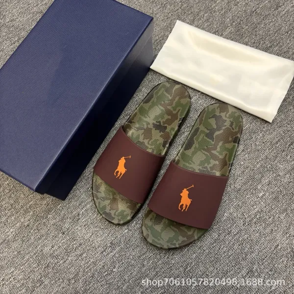 Polo Ralph Lauren Camo Slide Sandals Army Green Slippers - 5