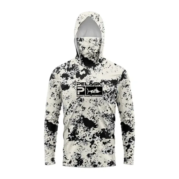 Design Pelagic Camo Hooded Sun Protection Shirt White / Black Hoodie - 1