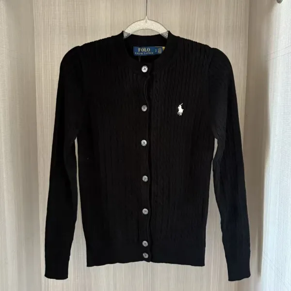 Polo Ralph Lauren Cable Knit Cardigan Black Sweater - 1