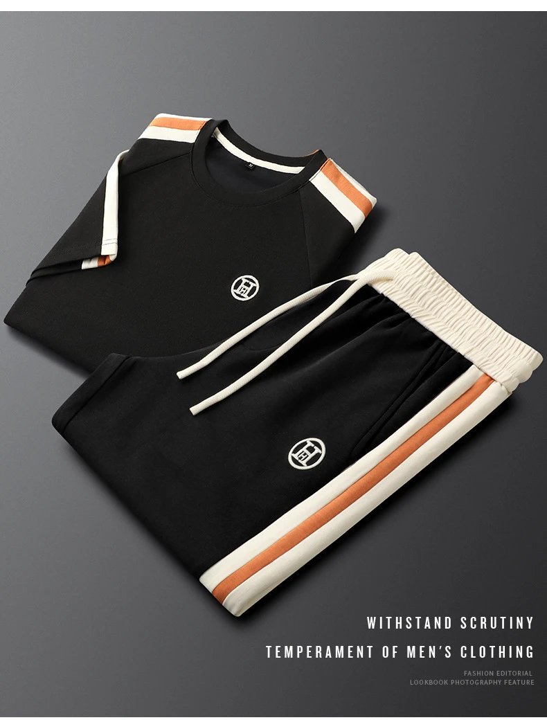 Design Sporty Stripe Set Orange Casual-Set - 7