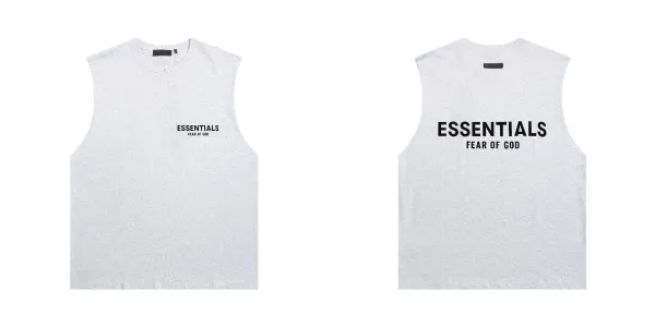 Fear of God Essentials Logo Print Gray Sleeveless Tank Top Vest Top - 1