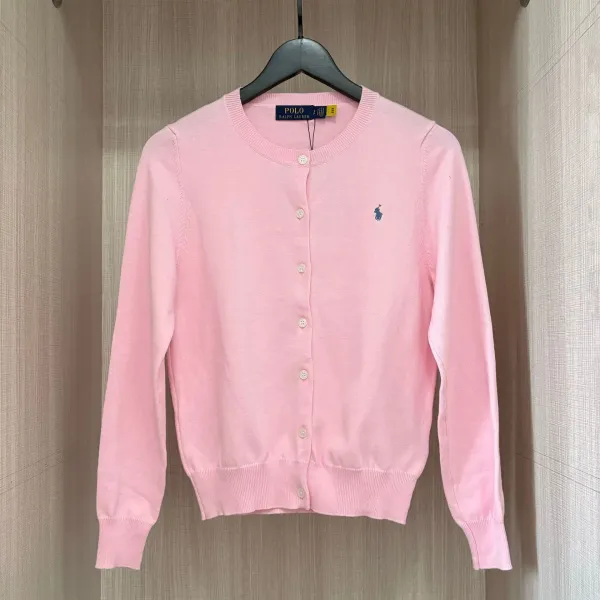 Polo Ralph Lauren Classic Cotton Cardigan Pink Sweater - 1