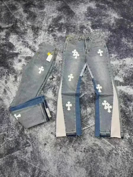 Chrome Hearts Cross-Embellished Patchwork Denim Jeans - 1