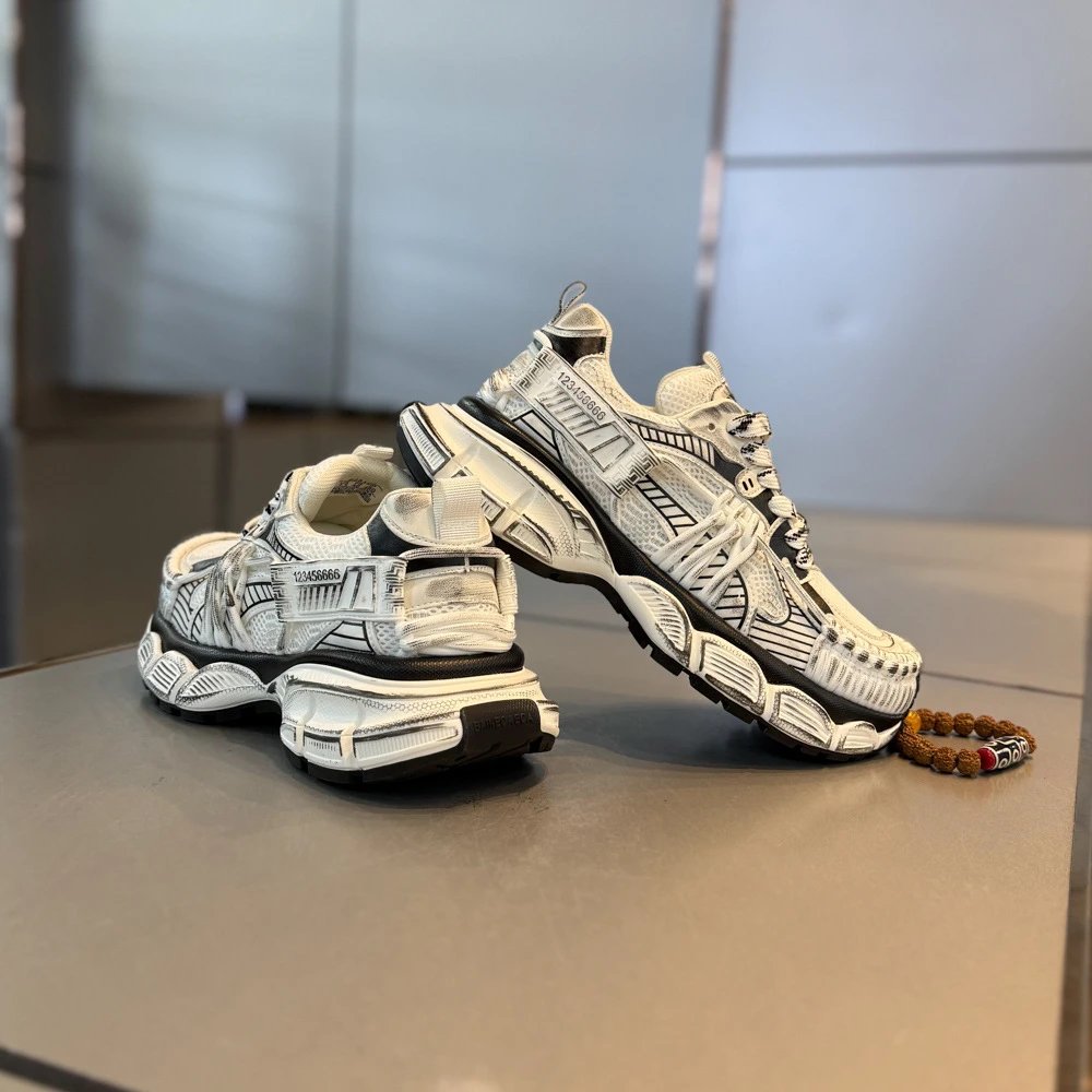 Design Chunky Mesh Sneakers White / Black - 3
