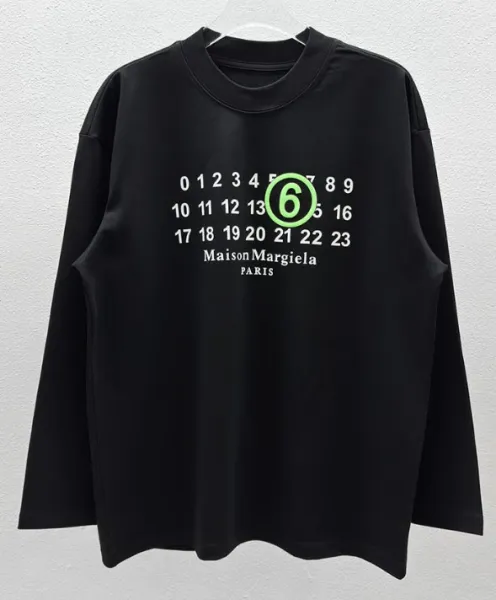 Maison Margiela Number 6 Numeric Print Black Long-Sleeve T-Shirt - 1