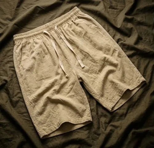 Design Linen-Blend Drawstring Shorts Gray - 4