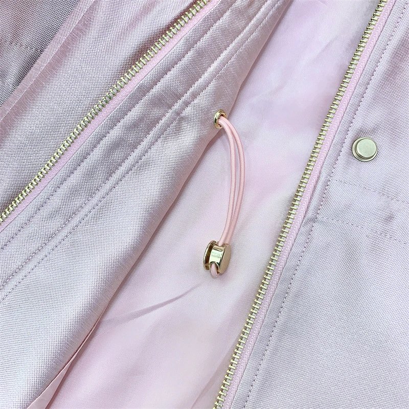 Design Pink Satin Utility Jacket with Drawstring Waist Outerwear.jacket - 23