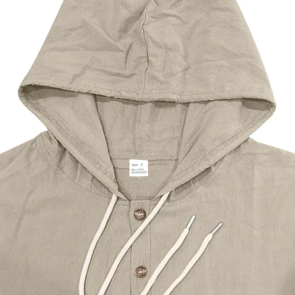 Design Button-Up Hooded Cardigan Beige Shirt - 13