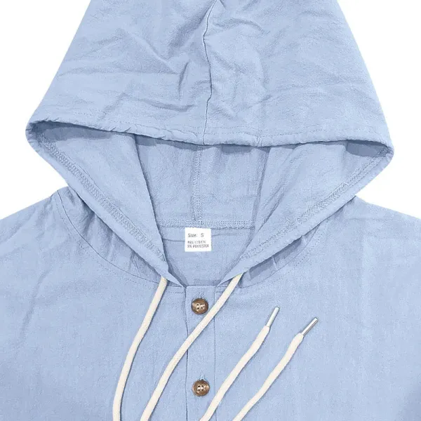 Design Button-Up Hooded Cardigan Beige Shirt - 30