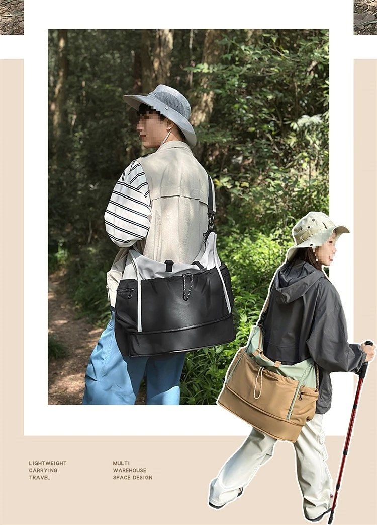 Design Duffle Bag Beige and Gray Travel Bag - 7