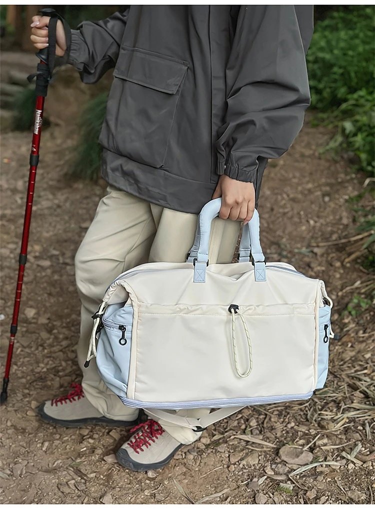 Design Duffle Bag Beige and Gray Travel Bag - 26