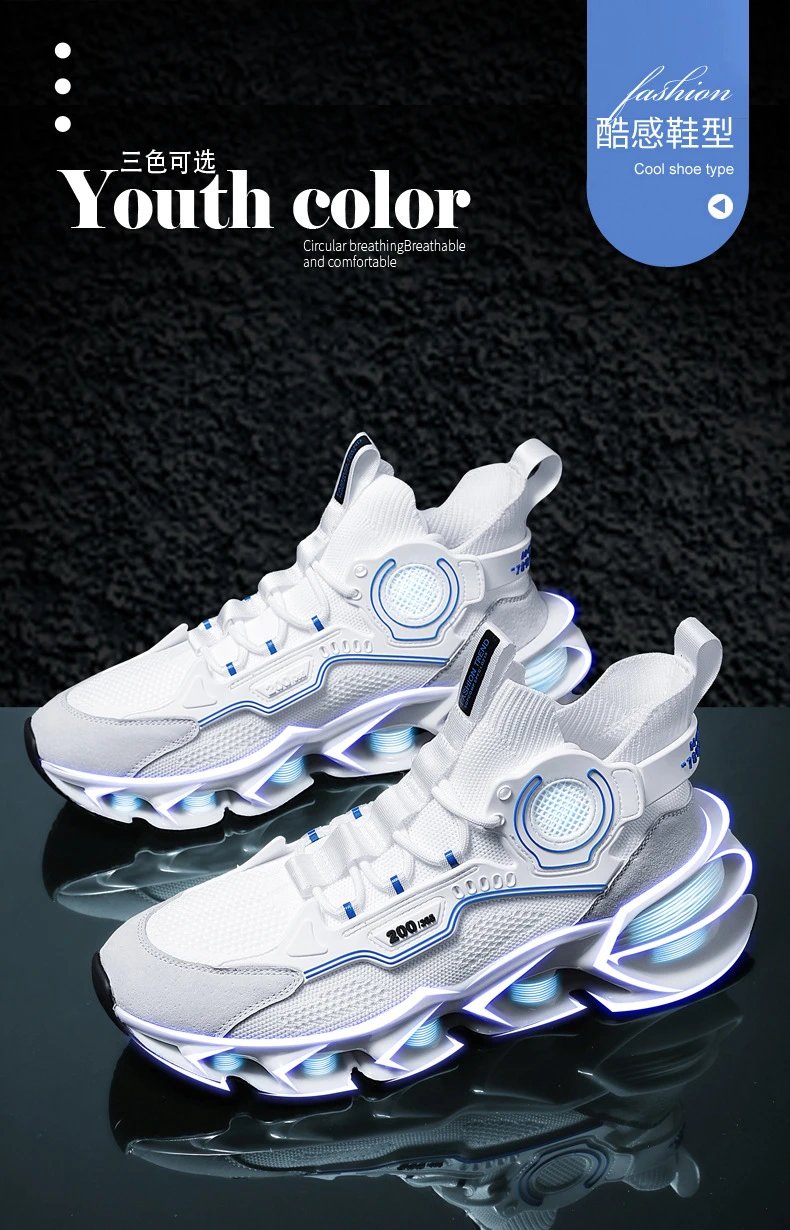 Design Flame Print Chunky Sneakers White Blue Multicolor - 3