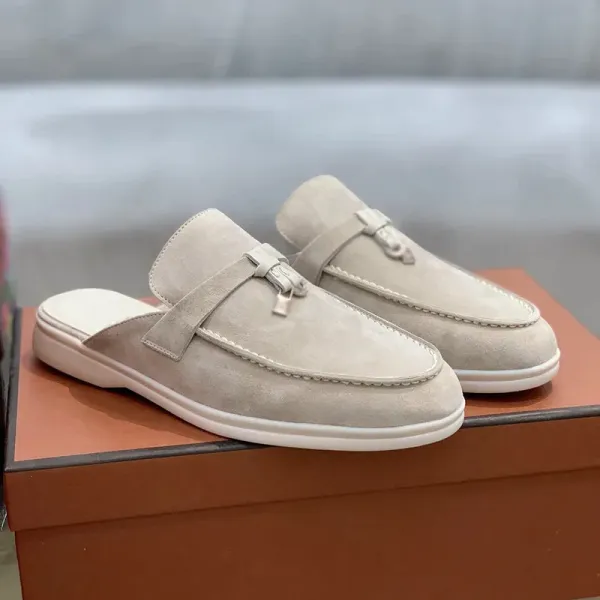Design Suede Mule Loafer Tan Casual Shoes - 7
