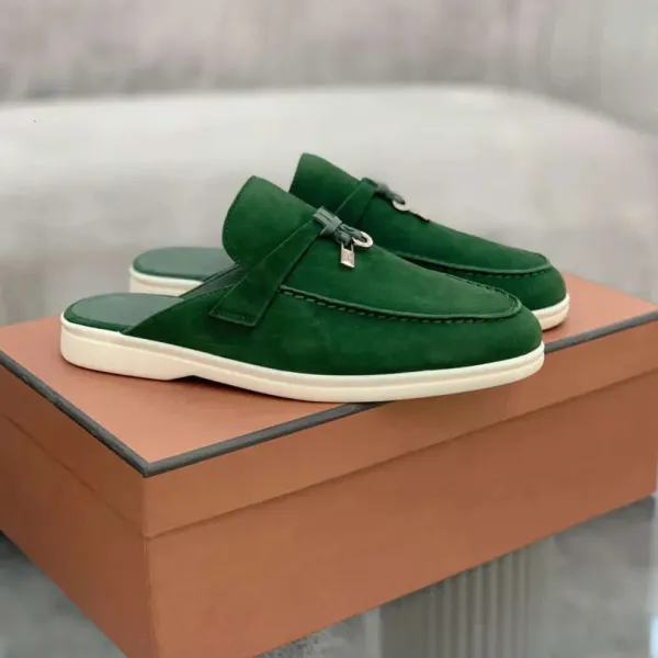 Design Suede Mule Loafer Tan Casual Shoes - 8