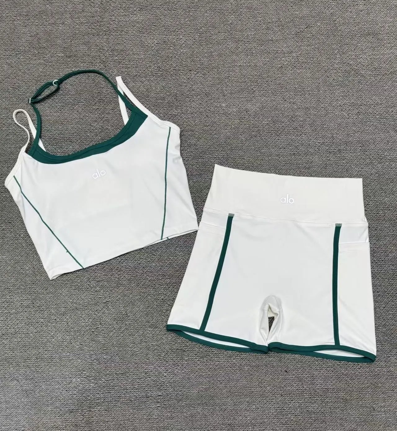Alo Yoga High-Waisted Biker Shorts and Strappy Sports Bra Set Royal Blue Activewear - 3