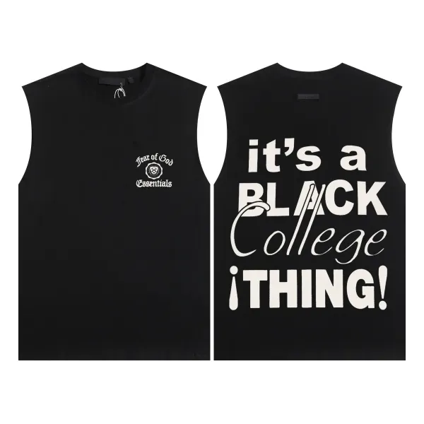 Fear of God Essentials It's a Black College Thing! Sleeveless Top Black Vest Top - 1
