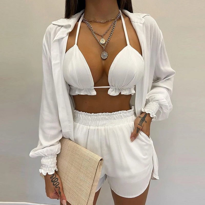 Design Gradient Ombre Tie-Dye Two-Piece Set with Ruffled Crop Top and Shorts - 8