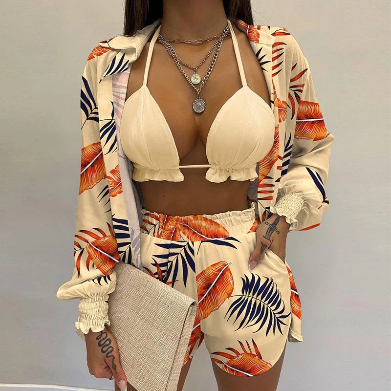 Design Gradient Ombre Tie-Dye Two-Piece Set with Ruffled Crop Top and Shorts - 6