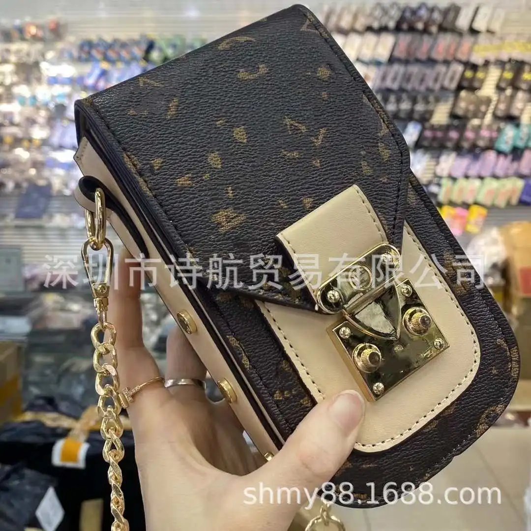 Design Monogram Print Crossbody Phone Bag Brown Black - 3