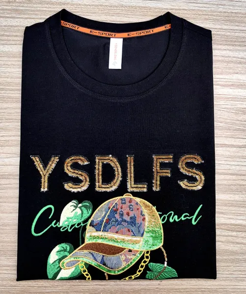 Design YSDLFS Embroidered Graphic Sweatshirt Black Sweater - 14