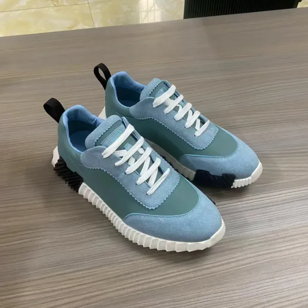 Design Chunky Sole Suede Sneakers in Blue - 1
